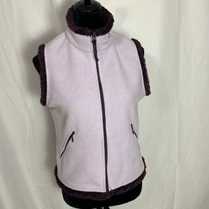Avalanche two-tone Fleece vest - lavender with plum trim in chenille